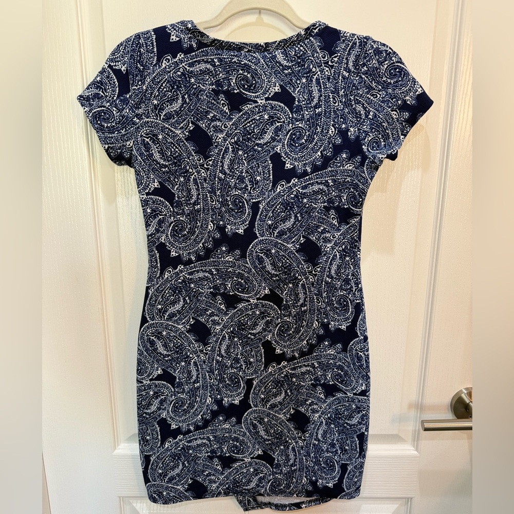 Pink Rose Navy and White Paisley Mini Dress - Picture 3 of 3